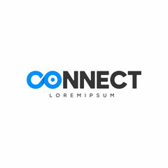 Connect Blue Logo Design Template Elements. Connected c and o letters with dot. Modern Networking Logo Design.