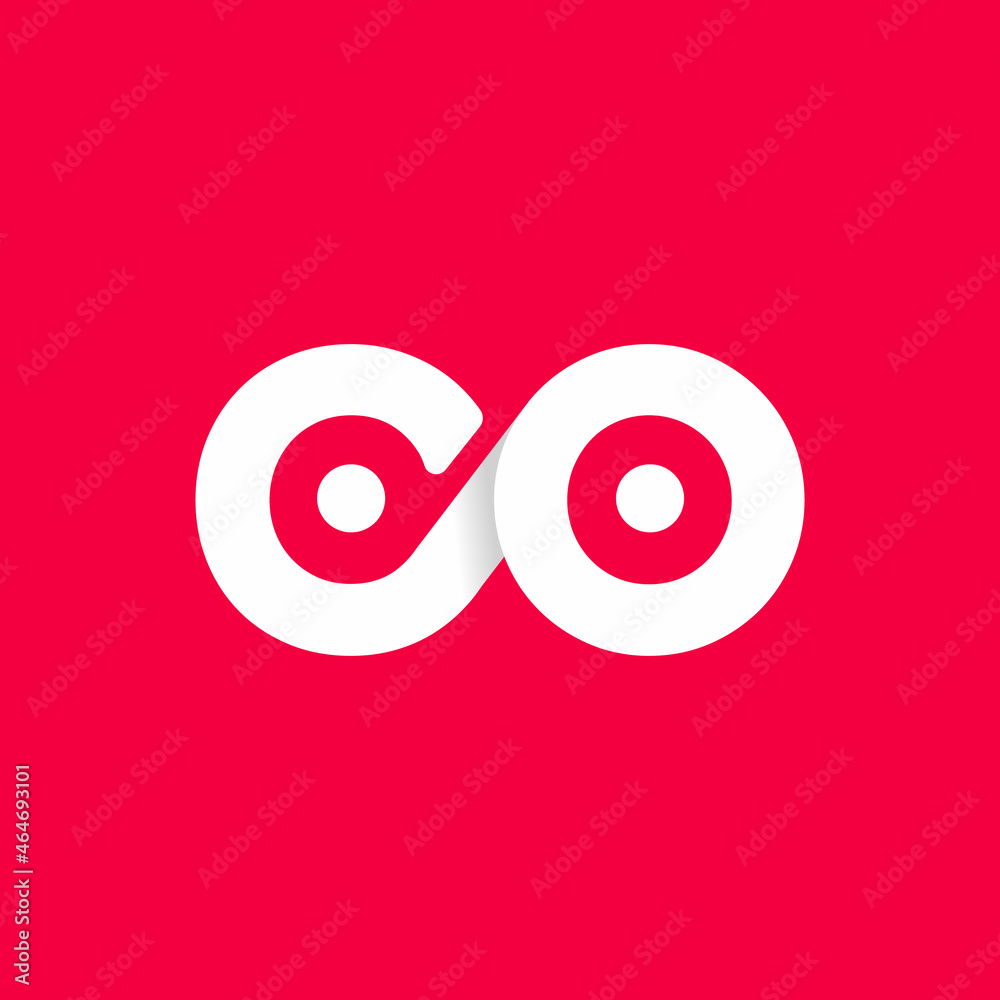 Poster Abstract Initial Letter C and O Linked Logo. Infinity Style Connected. Usable for Business and Technology Logos. Flat Vector Logo Design Template Element.