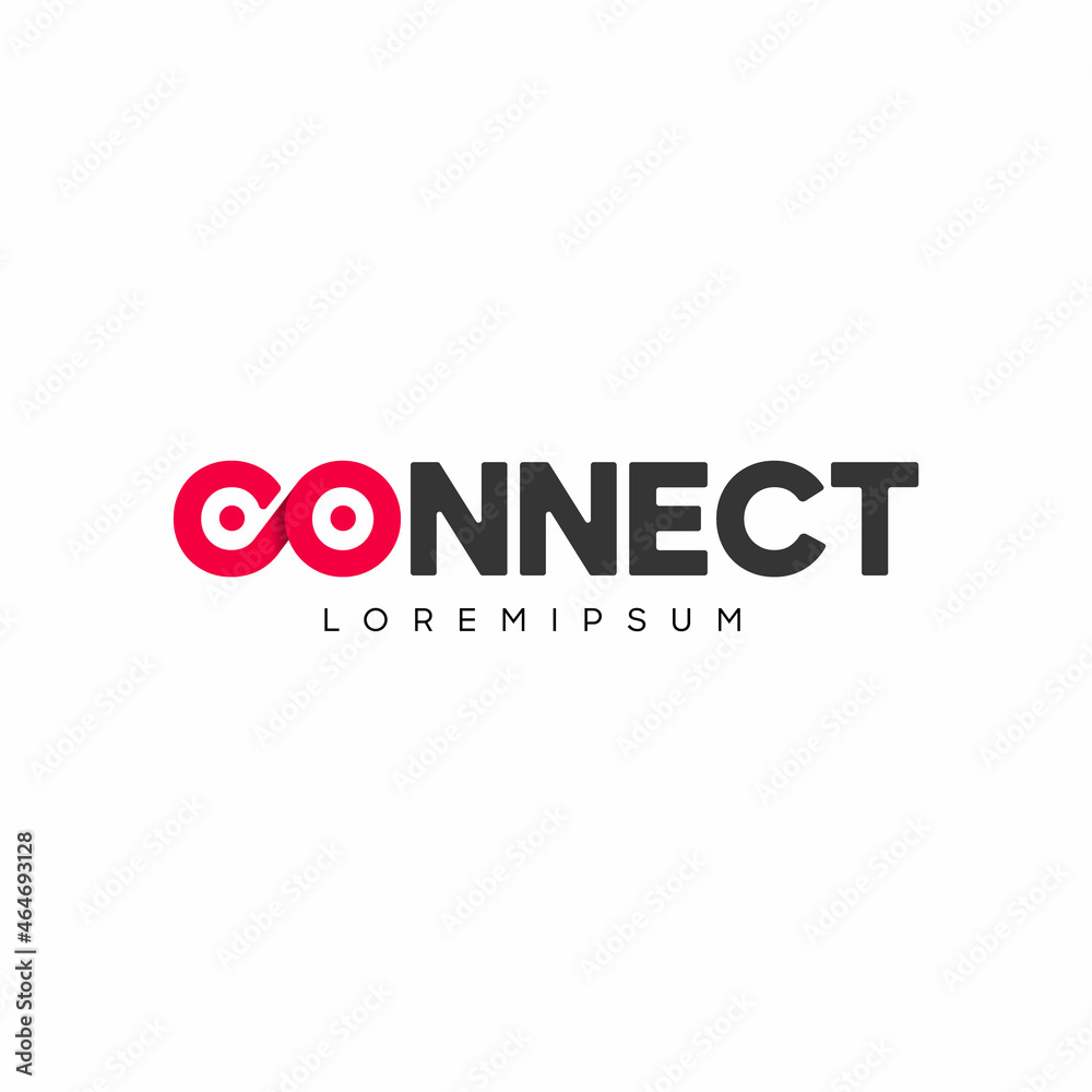 Poster Connect Red Black Logo Design Template Elements. Connected c and o letters with dots. Modern Networking Logo Design.