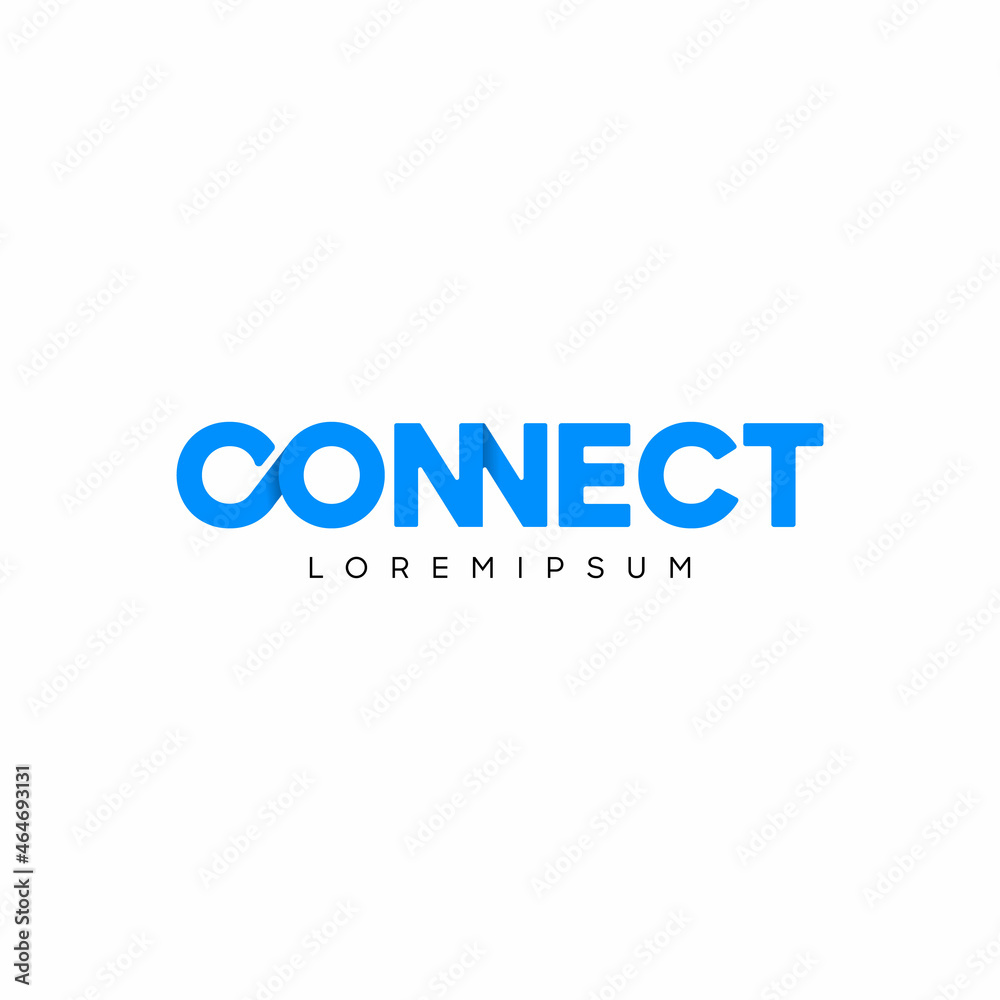 Poster Connect Blue Logo Design Template Elements. Connected c and o letters. Modern Networking Logo Design.