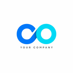 Abstract Initial Letter C and O Linked Logo. Blue Gradient Circular Rounded Infinity Style Connected. Usable for Business and Technology Logos. Flat Vector Logo Design Template Element.