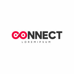 Connect Red Black Logo Design Template Elements. Connected c and o letters with dots. Modern Networking Logo Design.