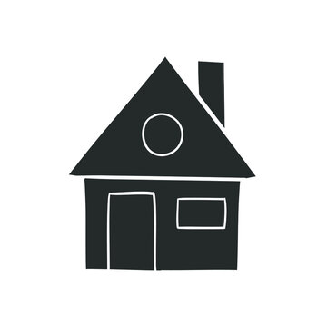 Home Icon Silhouette Illustration. House Vector Graphic Pictogram Symbol Clip Art. Doodle Sketch Black Sign.