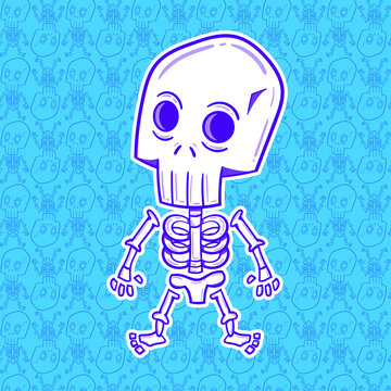 Esqueleto caricatura para halloween y patron