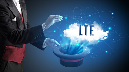 Magician or illusionist is showing magic trick