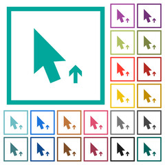 Arrow cursor up solid flat color icons with quadrant frames