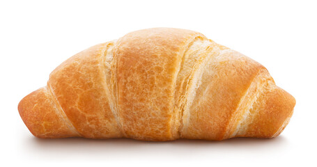 Delicious croissant close-up, isolated on white background