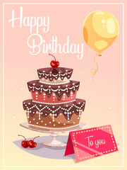 Happy birthday card with a beautiful design. Vector illustration.