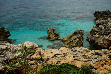 Fototapeta na wymiar Rocks in the sea in Riserva Naturale Orientata dello Zingaro, San Vito Lo Capo, Sicily, Italy