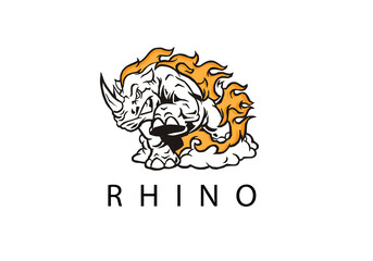 angry rhino mascot vector logo premium