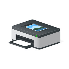 Volumetric printer icon for personal computer or system unit