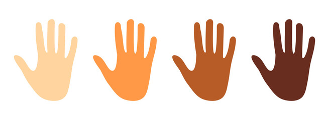 Colorful hands silhouettes vector. Diversity concept icons