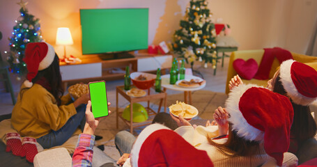friends watch TV while Christmas