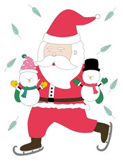 Merry Christmas with Santa Claus characters in various gestures Designed in doodle style for Christmas themes, decorations, cards, patterns, pillow patterns, t-shirts, stickers, digital print and more