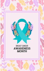 Vector Breast Cancer Awareness Month Poster Design. Stroke Pink Ribbon. October is Cancer Awareness Month