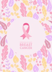 Vector Breast Cancer Awareness Month Poster Design. Stroke Pink Ribbon. October is Cancer Awareness Month