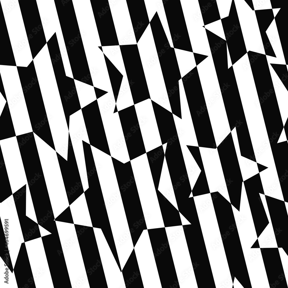 Poster Striped lines and stars in which the same lines are reversed.