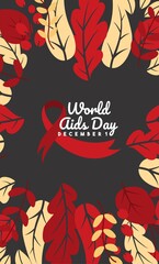 World aids day design template. Stroke red ribbon. October is Cancer Awareness Month