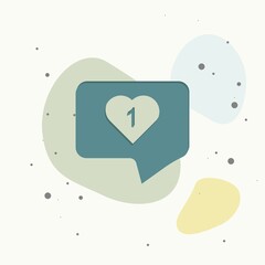 Like, comment, social activity vector icon on multicolored background.