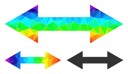 lowpoly horizontal flip icon with rainbow colored. Rainbow vibrant polygonal horizontal flip vector is constructed with scattered colored triangles.
