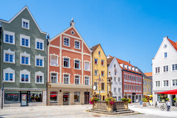 Marienplatz, Weilheim in Oberbayern, Bayern, Deutschland 