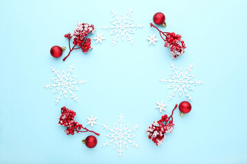 Christmas composition on blue background