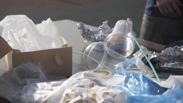 Plastic packaging waste, plastic containers for food. reducing food waste and its climate impact. Packaged food products, plastic waste. environmental problem of plastic rubbish pollution