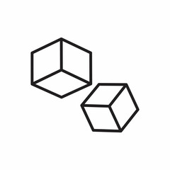 Cube transparent sign , line or linear sign, element design in outline style