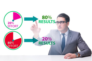 Businessman in pareto rule illustration