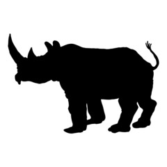 Obraz na płótnie Canvas Vector animal illustration. Black silhouette of a rhino on a white background.