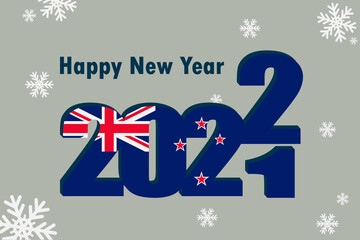 New Year's card 2022. In the photo: an element of the New Zealand flag, a festive inscription and snowflakes. It can be used as a promotional poster, postcard, flyer, invitation or website.