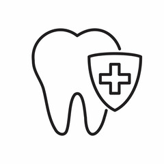 Dental Care icon. Dental Shield Tooth Protection. Healthy teeth and shield, anti-caries and protection bacteria