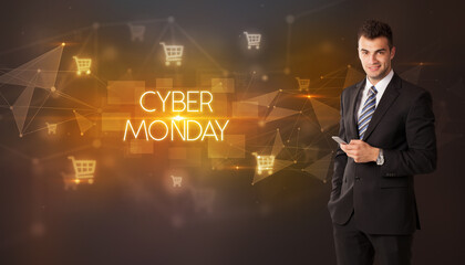 Businessman thinking about shopping