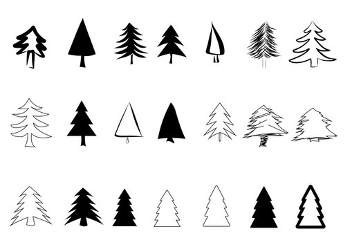 christmas trees set - Black and white 