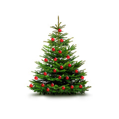 Weihnachtsbaum mit Roten Kugeln isoliert auf weissem Hintergrud