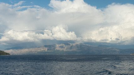sea, boat, water, sailing, ocean, sky, sail, yacht, ship, nature, sailboat, travel, summer, cloud, clouds, landscape, coast, blue, holiday, waves, wind, horizon, mountain, mountains, seascape, tourism