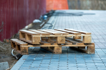 wooden boxes from the construction site