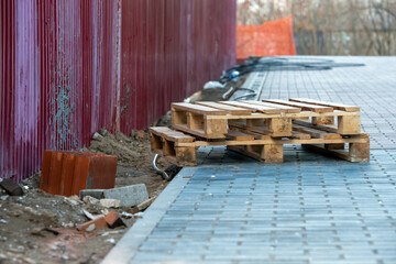 wooden boxes from the construction site