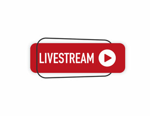 Live streaming icon. Button for broadcasting, livestream or online stream. Template for tv, online channel, live. Vector illustration