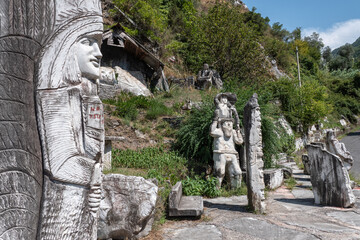 Marble Sculptures by Mario Del Sarto, Outdoors in the Public Place of Mortarola in Carrara -...