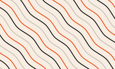 Simple clean random Wave pattern using colours Orange, Black and Grey in cream background for creative graphic design work