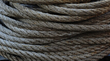 rope rolled and stacked as background
