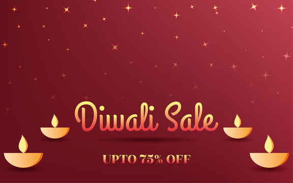 Happy diwali sale banner illustrations banner with simple diya - oil lamp, Happy Diwali Sales banner with simple red gradient background.