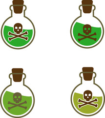 Poison or venom bottle with skull and crossbones vector icon