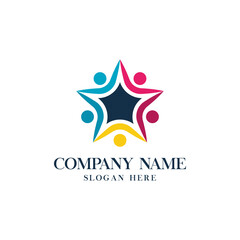 Success star people logo design vector