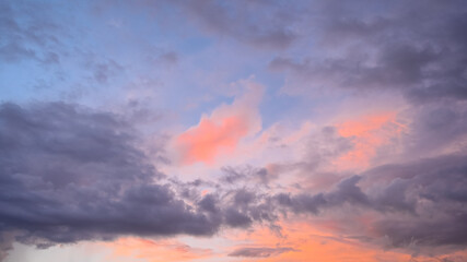 Cumulus sunset clouds, after rain.