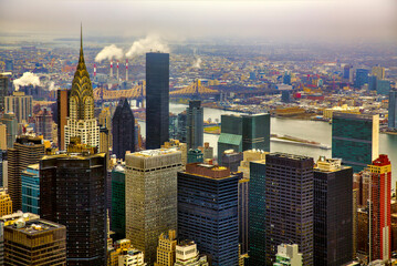 Fototapeta premium View Towards Queensboro Bridge, Manhattan and East River, New York