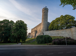 Fototapeta premium Tall Hermann Tower (Pikk Hermann) at sunset - Tallinn, Estonia