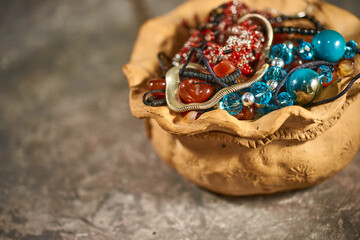 Assorted retro jewelry, vintage bijou, beads