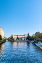 Eskisehir Porsuk river and bridge view. Eskisehir is famous for its river and bridges in the central area.